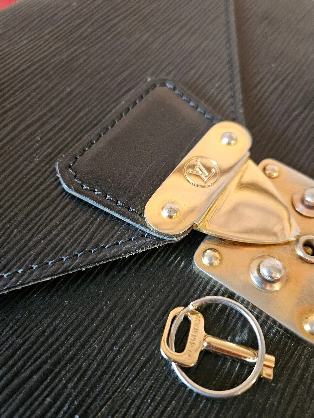 Louis Vuitton Black Epi Leather Monceau  Bag with Gold Hardware